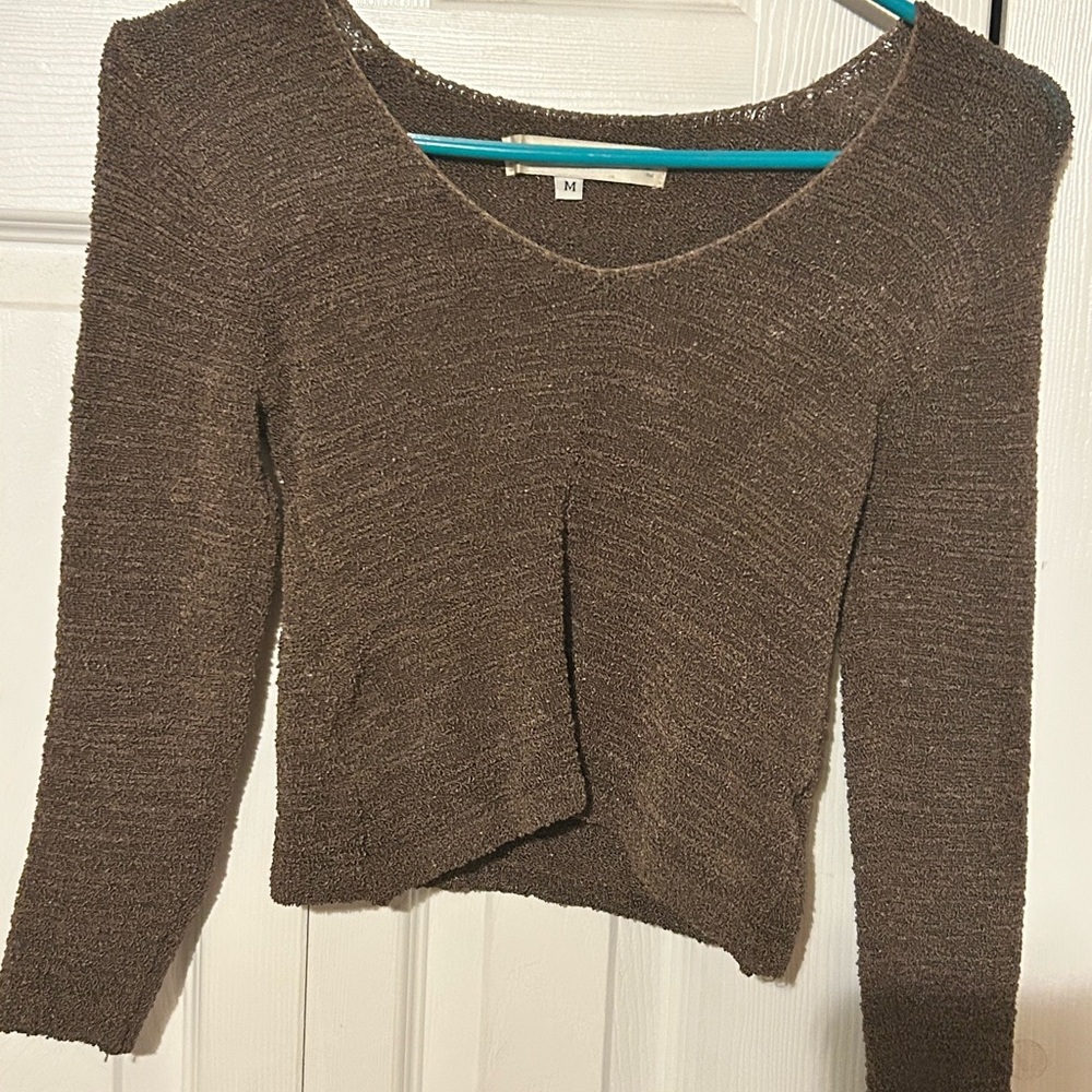 Brown V-Neck Women's Sweater